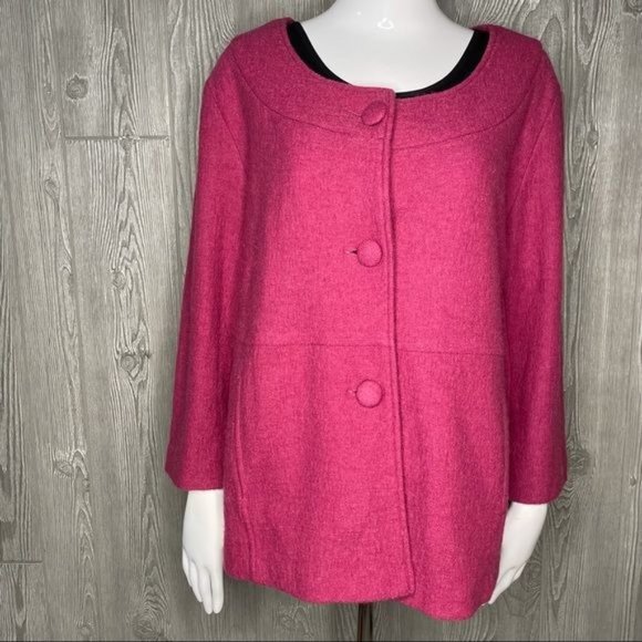 Vintage wool Herve benard mrs maisel style pea coat cardigan sweater cropped xl - Picture 4 of 7